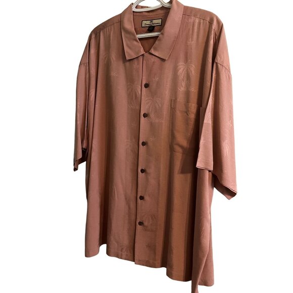 Tommy Bahama Palm Tree Embroidered Men's 100% Silk Hawaiian Shirt 2XL XXL - Picture 1 of 11